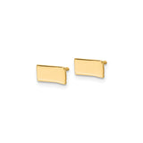 Sterling Silver Kansas State Map Cufflinks, Polished Finish, Minimalist Design for Men