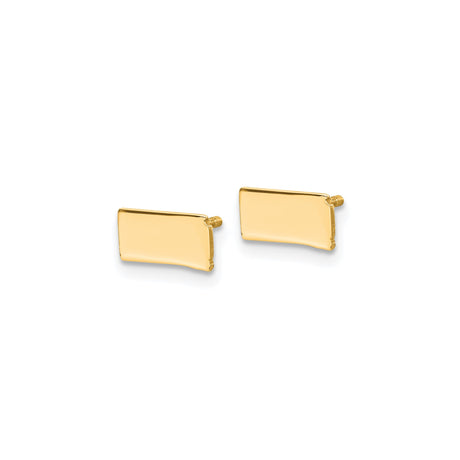 Sterling Silver Kansas State Map Cufflinks, Polished Finish, Minimalist Design for Men