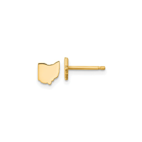 Sterling Silver Ohio Shaped Stud Earrings, Minimalist State Silhouette Design