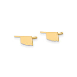 14k Yellow Gold Oklahoma Stud Earrings, Polished State Outline Design, Unisex USA Map Jewelry