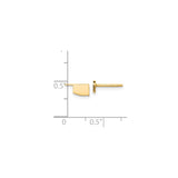 14k Yellow Gold Oklahoma Stud Earrings, Polished State Outline Design, Unisex USA Map Jewelry