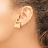 14k Yellow Gold Oregon State Stud Earrings, Minimalist USA Outline Jewelry for Women