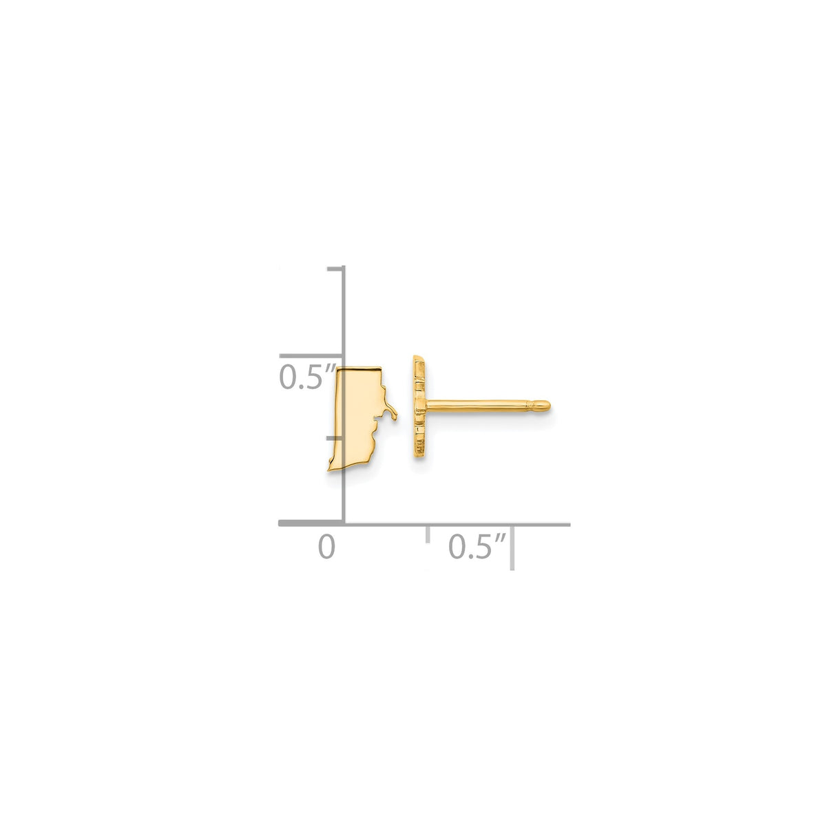 Sterling Silver Rhode Island Outline Stud Earrings, Minimalist Map Design for Women and Unisex