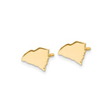 14k Yellow Gold Alabama State Outline Stud Earrings, Minimalist Southern Map Jewelry