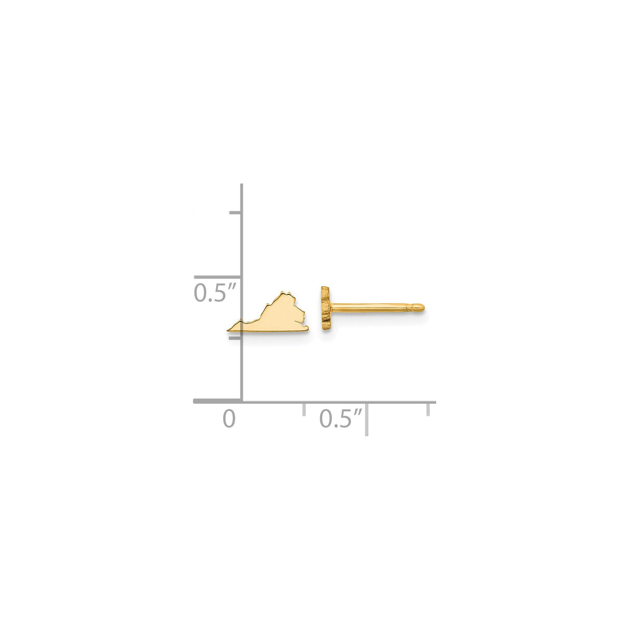 Gold Plated Virginia State Outline Stud Earrings for Women