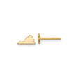 14k Yellow Gold Virginia State Stud Earrings, Polished USA Map Outline Design for Women