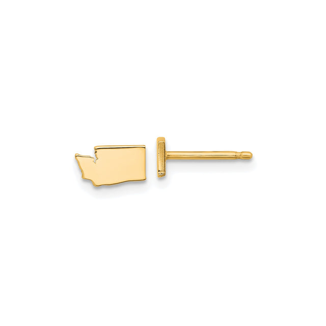 Washington State Stud Earrings, Gold Plated Stainless Steel Outline Design, Unisex Flat Map Studs for State Pride, Minimalist U.S. Shape Jewelry, Travel Theme Northwest USA Fashion Earrings