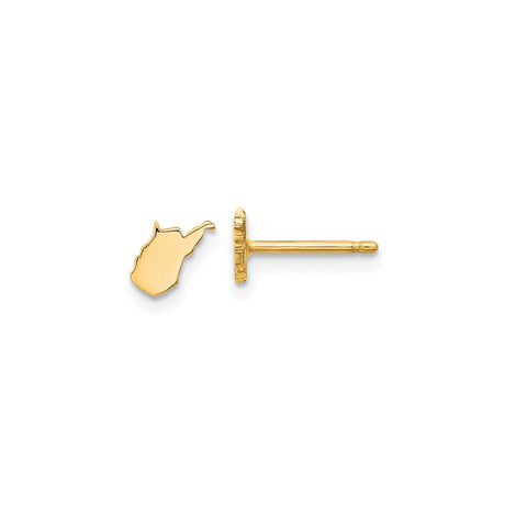 Sterling Silver West Virginia State Outline Stud Earrings, Gold Plated Minimalist Design