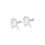 Sterling Silver Alaska Stud Earrings, Minimalist State Shape Design for Women and Men