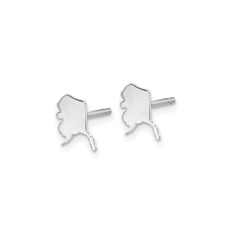 Sterling Silver Alaska Stud Earrings, Minimalist State Shape Design for Women and Men