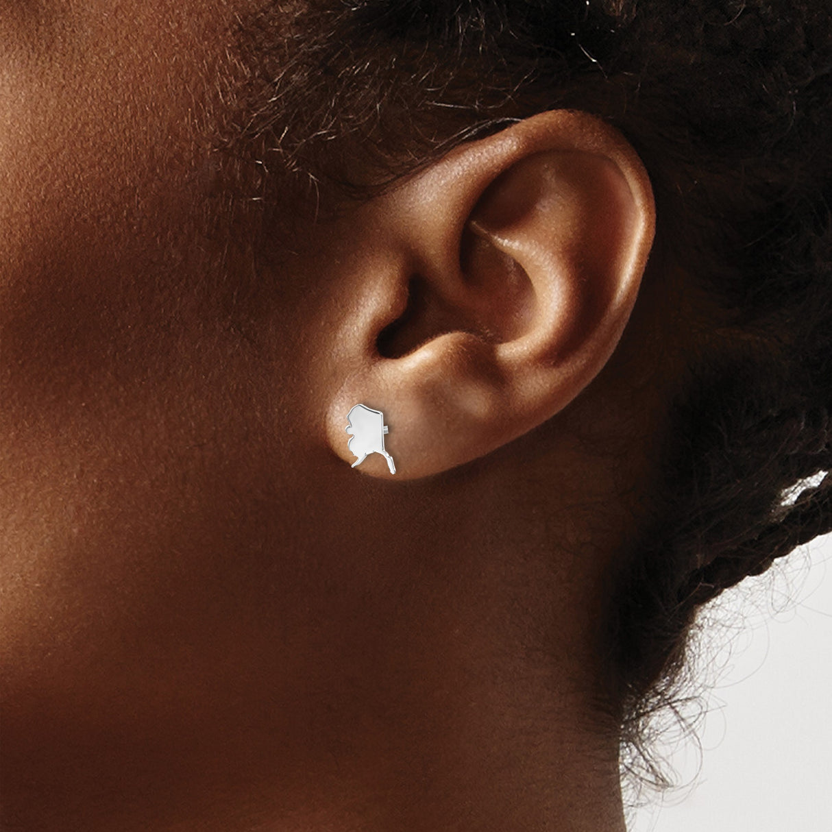 Sterling Silver Alaska Stud Earrings, Minimalist State Shape Design for Women and Men