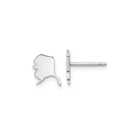 Sterling Silver Alaska Stud Earrings, Minimalist State Shape Design for Women and Men