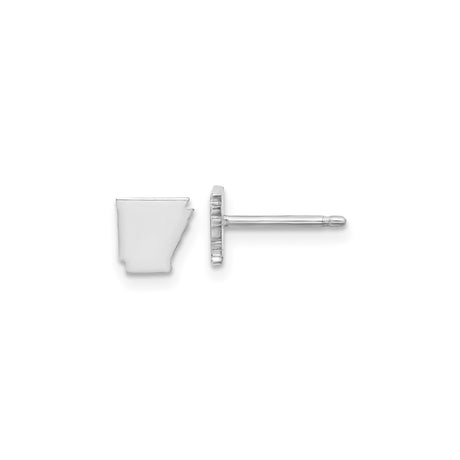 Sterling Silver Arkansas State Map Stud Earrings, Minimalist Cutout Design for Women and Unisex