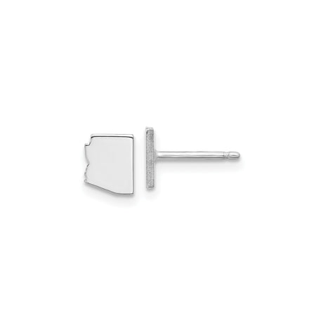 Sterling Silver Arizona Stud Earrings, Minimalist State Map Design for Women and Unisex Wear