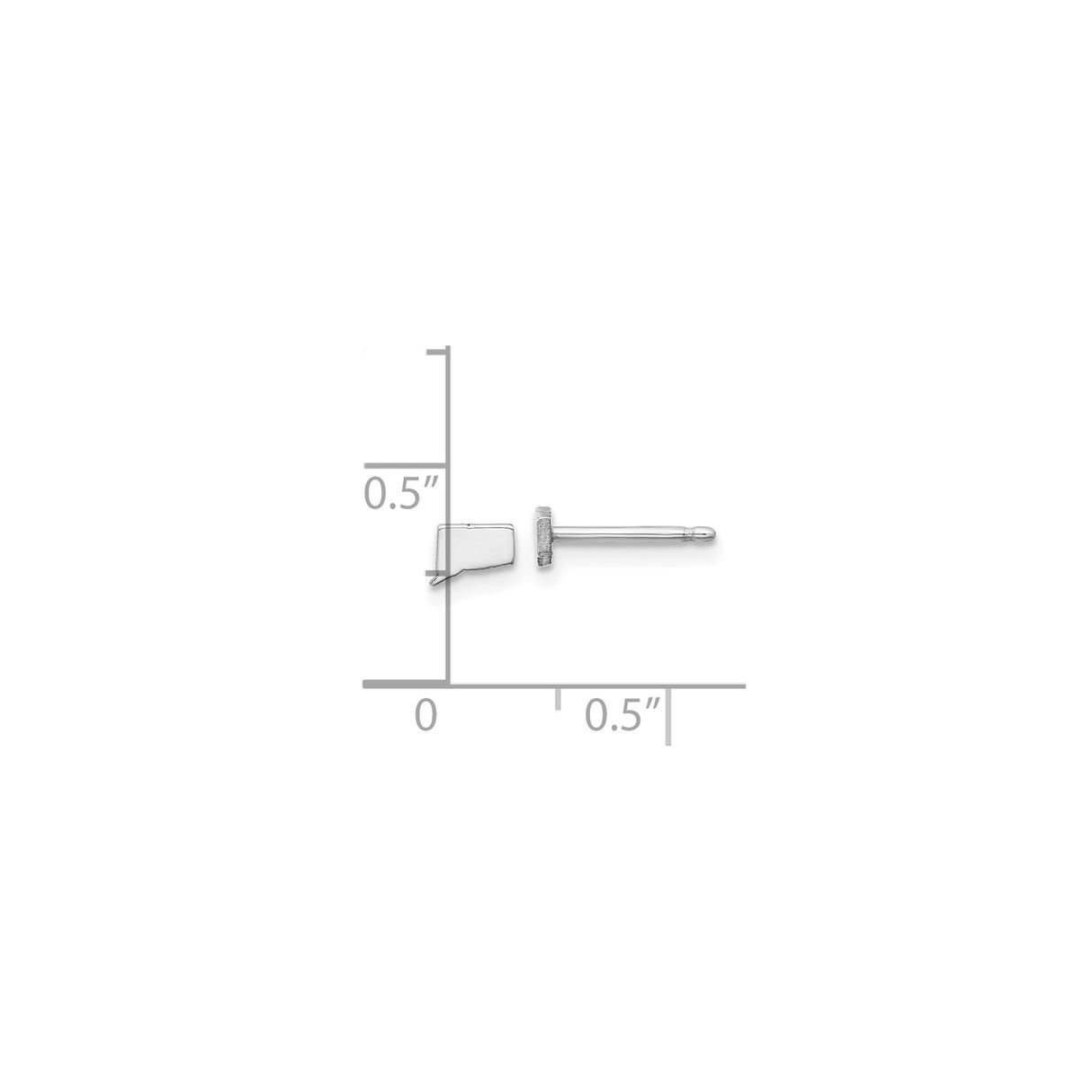 14k White Gold Connecticut Outline Stud Earrings, Minimalist State Map Jewelry Design
