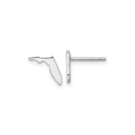 Sterling Silver Florida State Outline Stud Earrings, Minimalist USA Map Design for Women