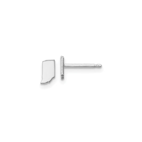 Sterling Silver Indiana State Stud Earrings, Minimalist Map Outline Design for Unisex Wear