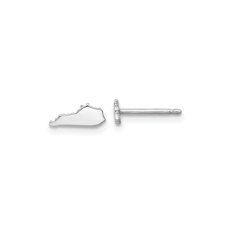 Sterling Silver Kentucky Shape Stud Earrings, Minimalist State Outline Design for Women