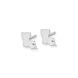 Sterling Silver Louisiana State Stud Earrings, Polished Finish, Minimal Map Design