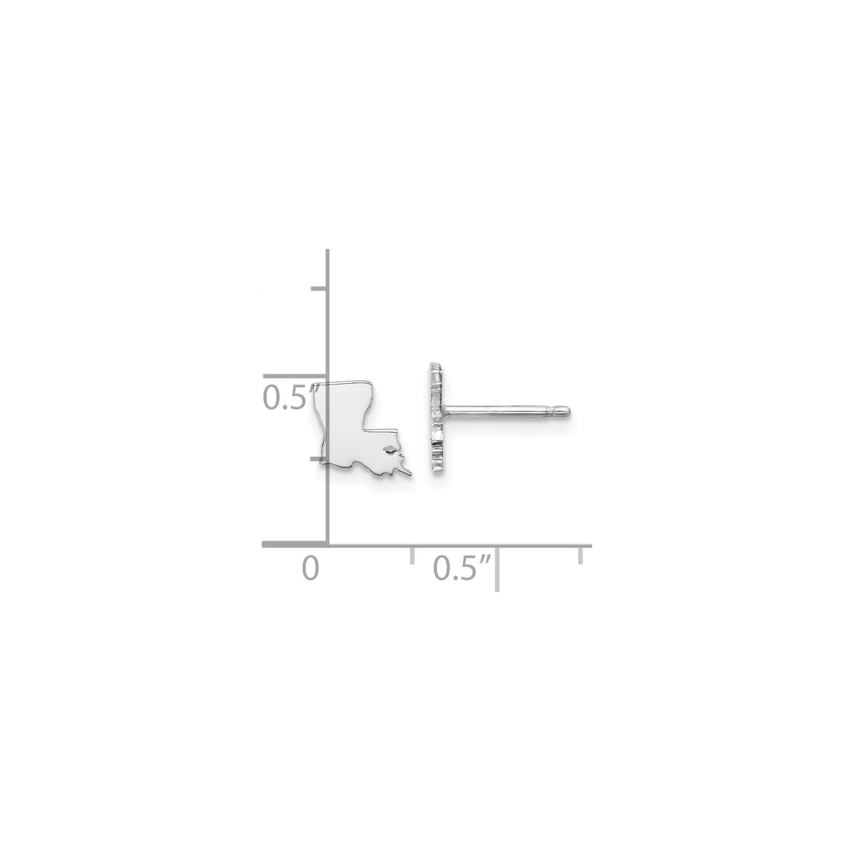 14k White Gold Louisiana State Stud Earrings, Polished Cutout Design, Minimalist Heritage Style