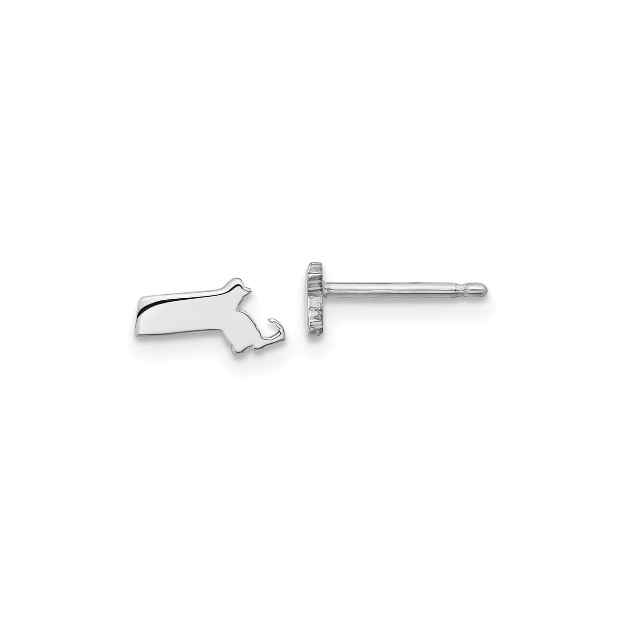 Sterling Silver Massachusetts State Stud Earrings, Minimalist USA Map Jewelry for Women