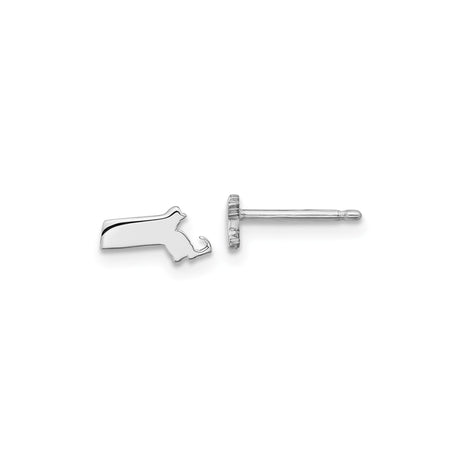 Sterling Silver Massachusetts State Stud Earrings, Minimalist USA Map Jewelry for Women