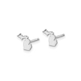 14k White Gold Michigan State Stud Earrings, Upper and Lower Peninsula Silhouette