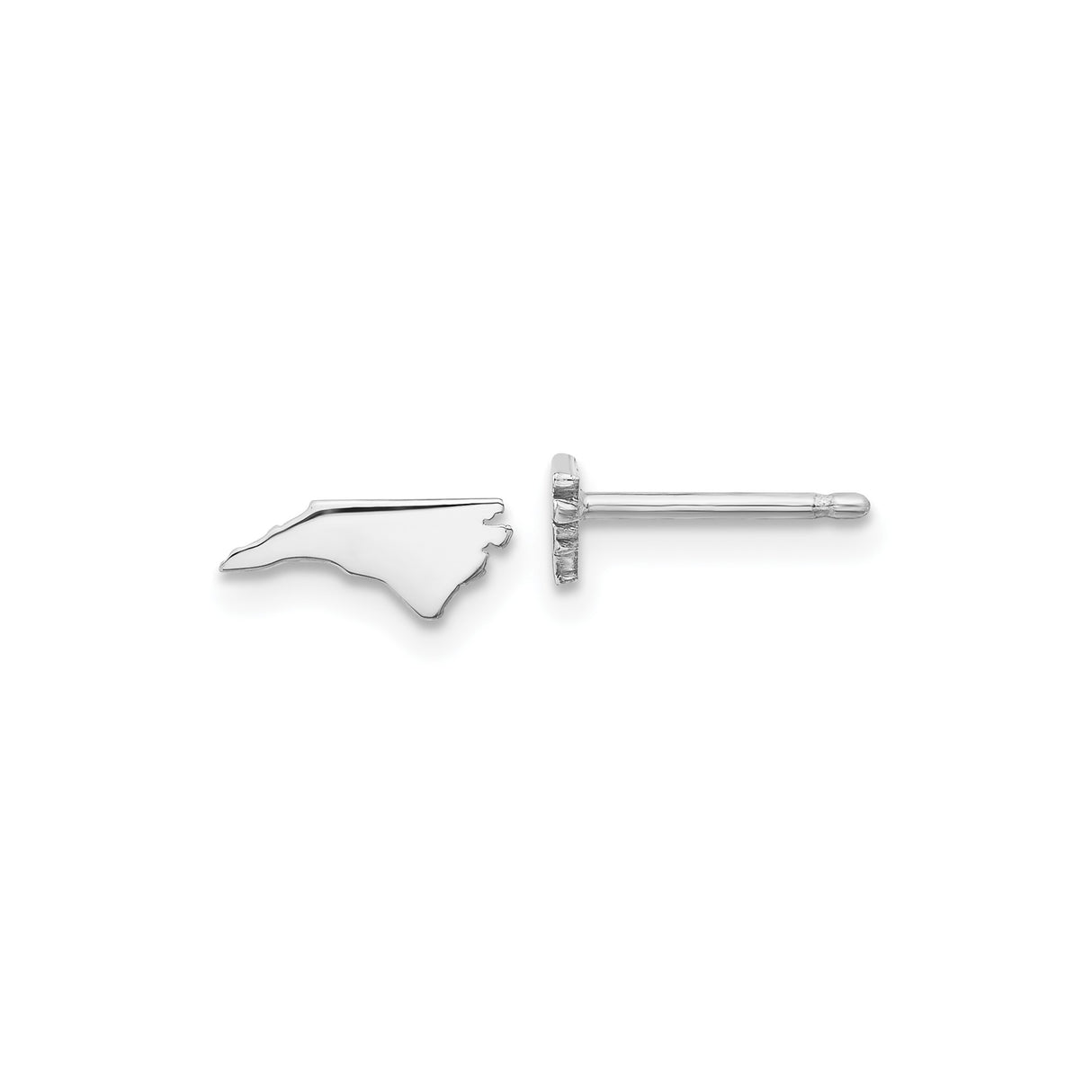 Sterling Silver North Carolina Stud Earrings, Minimalist State Outline Design for Women