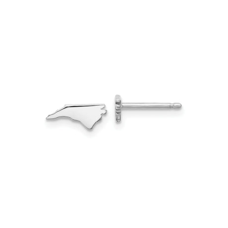 Sterling Silver North Carolina Stud Earrings, Minimalist State Outline Design for Women