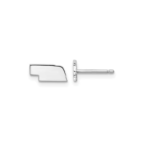 Sterling Silver Nebraska State Shape Stud Earrings, Polished Outline Minimalist Jewelry