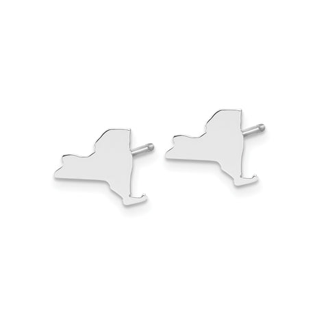 Sterling Silver New York State Stud Earrings, Minimalist USA Map Silhouette Jewelry for Women