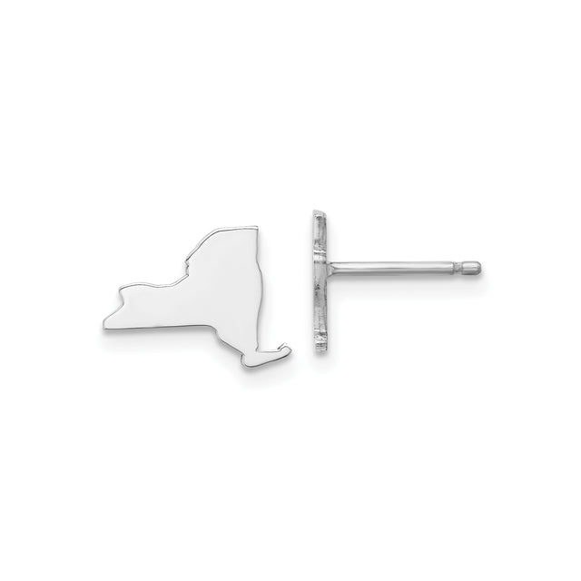 Sterling Silver New York State Stud Earrings, Minimalist USA Map Silhouette Jewelry for Women