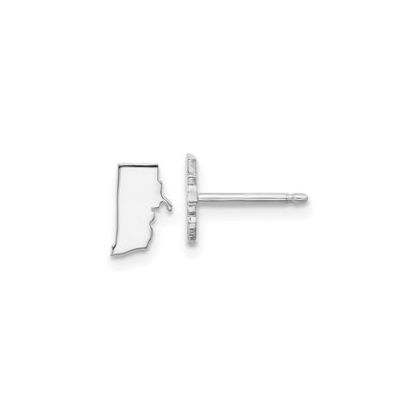 Sterling Silver Rhode Island State Stud Earrings, Minimalist Outline Design for Women