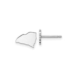 Sterling Silver North Carolina State Outline Stud Earrings, Minimalist Design for Women