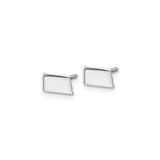 14k White Gold Cufflinks with Brushed Finish, Rectangular Minimalist Design for Men