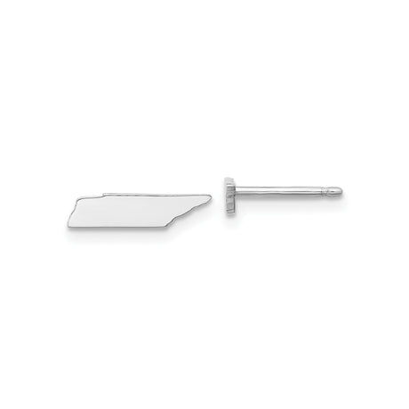 Sterling Silver Tennessee Outline Stud Earrings, Rhodium Plated Minimalist State Shaped Silver Studs for Regional Identity, Unisex Southern Pride Jewelry, Travel Inspired USA Map Earring Set