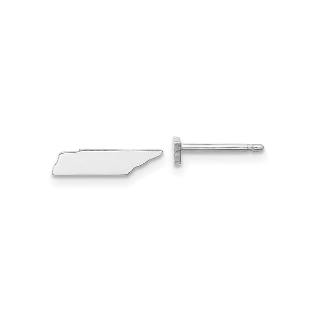 Sterling Silver Tennessee Outline Stud Earrings, Rhodium Plated Minimalist State Shaped Silver Studs for Regional Identity, Unisex Southern Pride Jewelry, Travel Inspired USA Map Earring Set