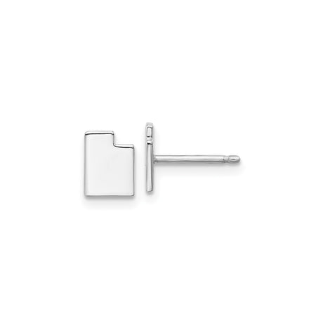 Sterling Silver Utah State Stud Earrings for Women and Unisex Wear, Minimalist Utah Outline Design, Rhodium Plated Map Studs, Dainty State Jewelry, Daily Travel Keepsake, Flat Geographic Shape