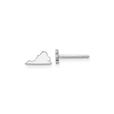 Sterling Silver Virginia State Earrings for Women, Polished Outline Studs with Minimalist Design, Dainty State Shape Jewelry, Heritage Map Earrings, Geographic Style for Local and Travel Pride