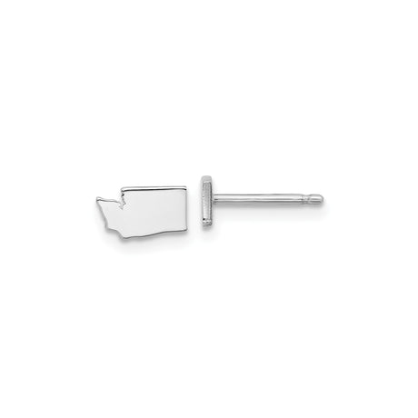 Washington State Stud Earrings in Sterling Silver - Unisex Minimalist Map Outline Jewelry Featuring Polished State Silhouette - Dainty Silver Studs for Local Pride and Travel Inspired Collections
