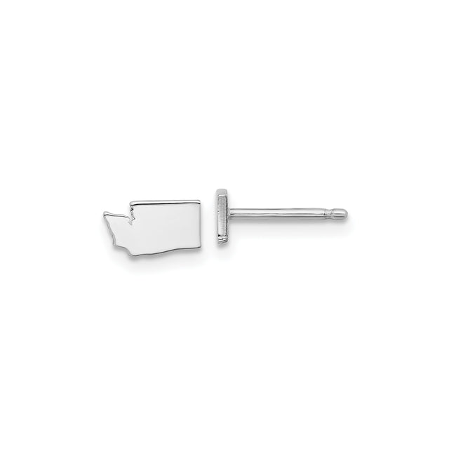 Washington State Stud Earrings in Sterling Silver - Unisex Minimalist Map Outline Jewelry Featuring Polished State Silhouette - Dainty Silver Studs for Local Pride and Travel Inspired Collections