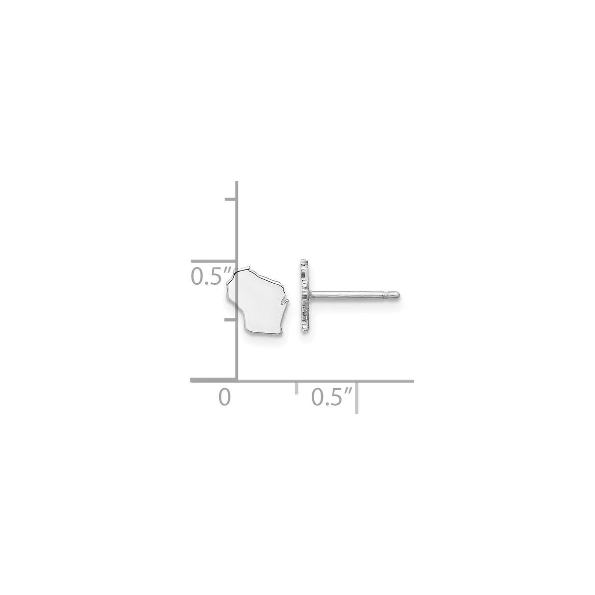 Sterling Silver Wisconsin State Outline Stud Earrings