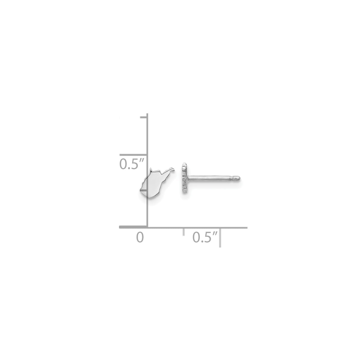 Sterling Silver West Virginia Stud Earrings Minimalist State