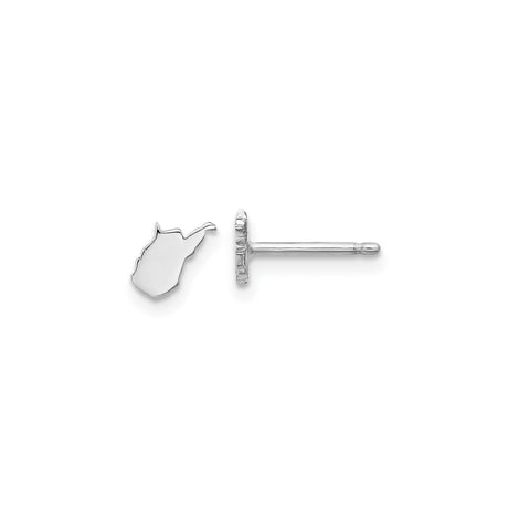 Sterling Silver West Virginia Stud Earrings for Women - Minimalist State Outline Jewelry, Dainty Map Earrings, Everyday Silver Studs for Travel, Regional Pride, Geography Style, Mountain State Design