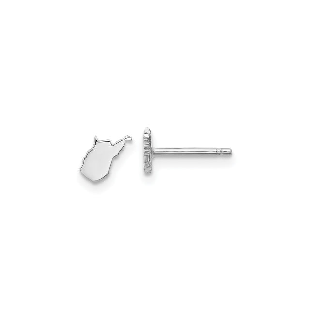 Sterling Silver West Virginia Stud Earrings for Women - Minimalist State Outline Jewelry, Dainty Map Earrings, Everyday Silver Studs for Travel, Regional Pride, Geography Style, Mountain State Design