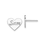 14k White Gold Heart Shaped Stud Earrings with Custom Name Sam, Personalized Jewelry for Women