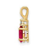 6x4mm Oval Ruby AAA Diamond Charm Pendant in Real 14k Yellow Gold