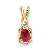 6x4mm Oval Ruby AAA Diamond Charm Pendant in Real 14k Yellow Gold