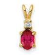 6x4mm Oval Ruby AAA Diamond Charm Pendant in Real 14k Yellow Gold