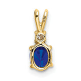 6x4mm Oval Sapphire AAA Diamond Charm Pendant in Real 14k Yellow Gold